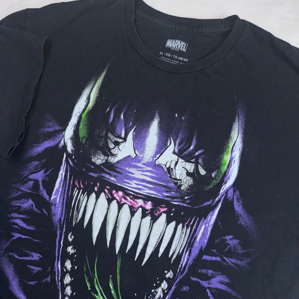 Marvel Venom Graphic T-Shirt Mens XL Black Purple Green Comic Anti-Hero Tee